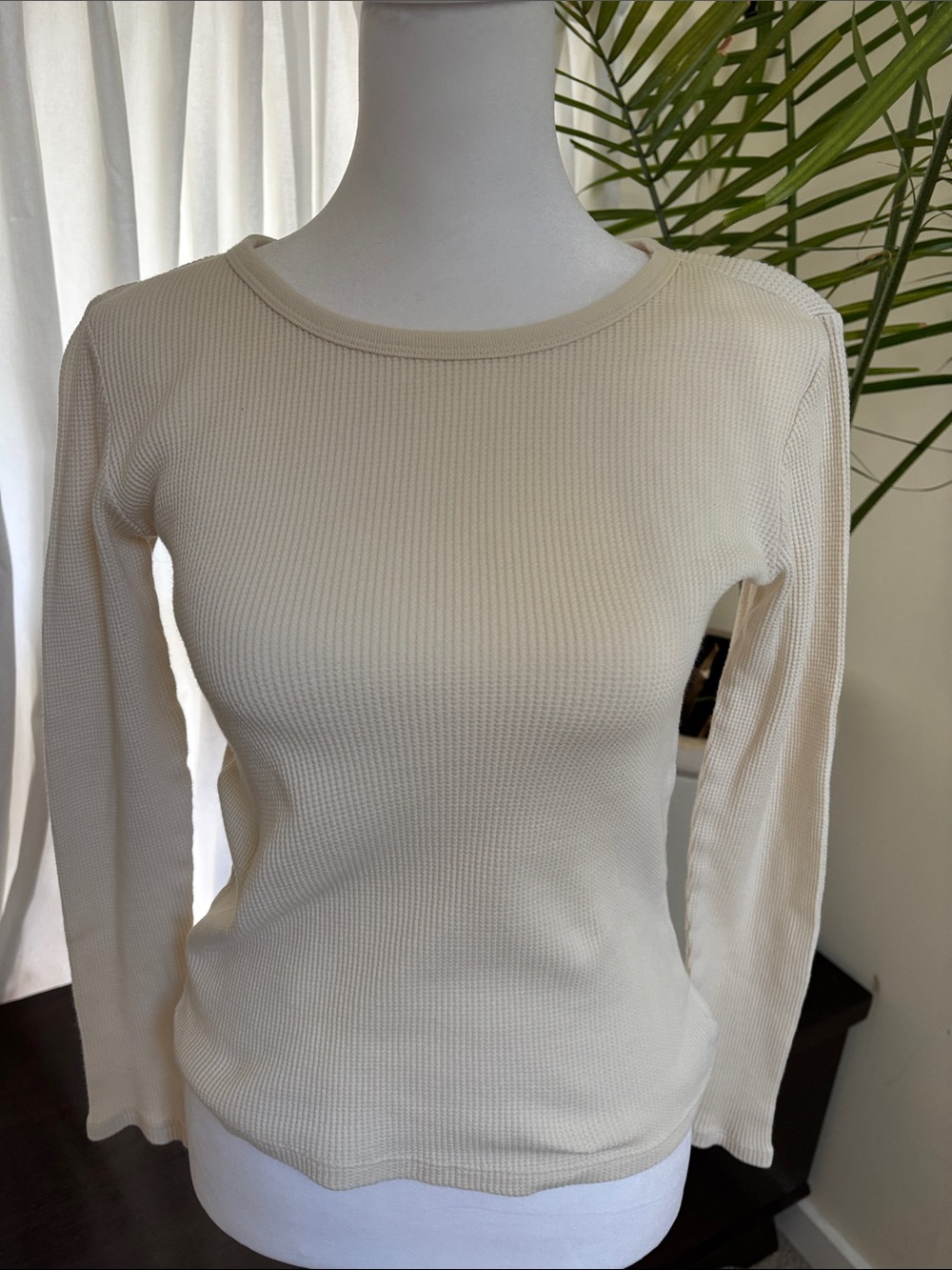GAP Cream Waffle Knit Long Sleeve Tee